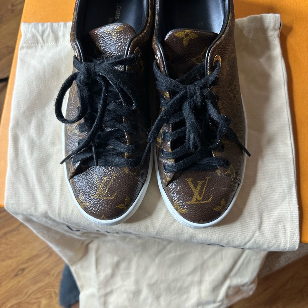 Louis Vuitton Brown/Black Monogram Canvas And Patent Leather Frontrow Sneakers